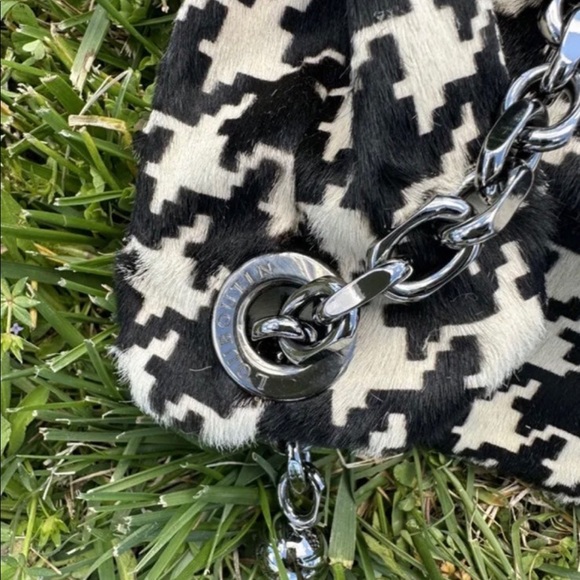 Christian Louboutin BLACK & WHITE HOUNDSTOOTH PONY-STYLE CALFSKIN CROSSBODY BAG - Picture 10 of 11